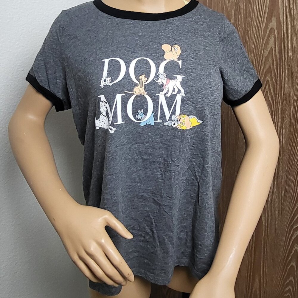 Disney Dog Mom t-shirt grey with black trim around neck and sleeves size 1X EUC